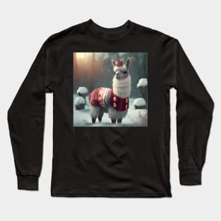 Cute Christmas Llama Long Sleeve T-Shirt